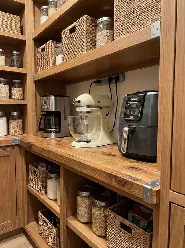 Pantry shelf with kitchen applia 202607101829