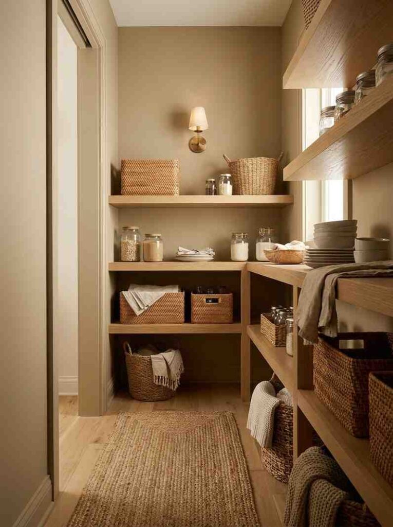 Pantry with open shelving 202607111348