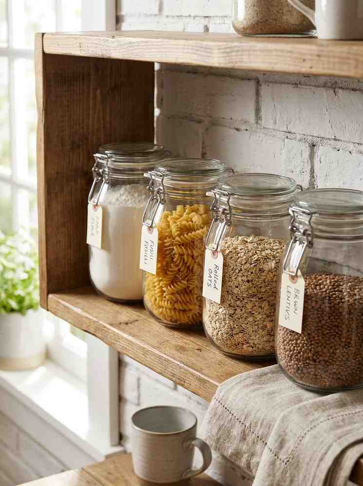 Shelf with glass jars 202607071158