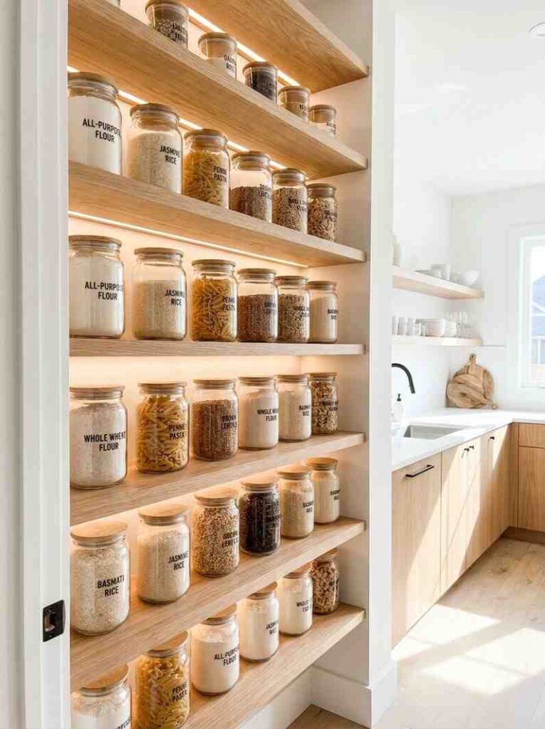 Shelving with glass jars 202607111348