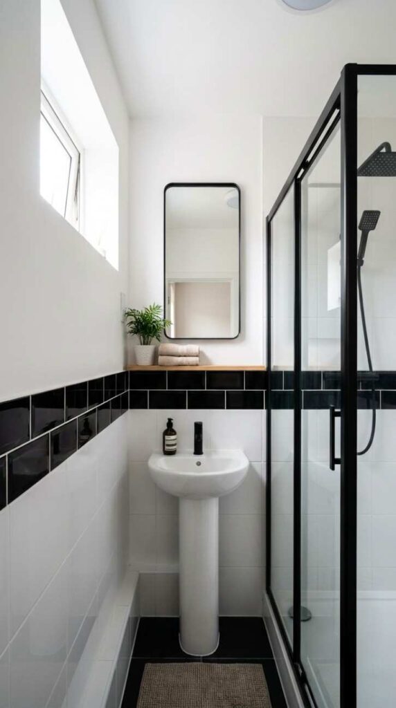 Small bathroom with black tile 202607191542
