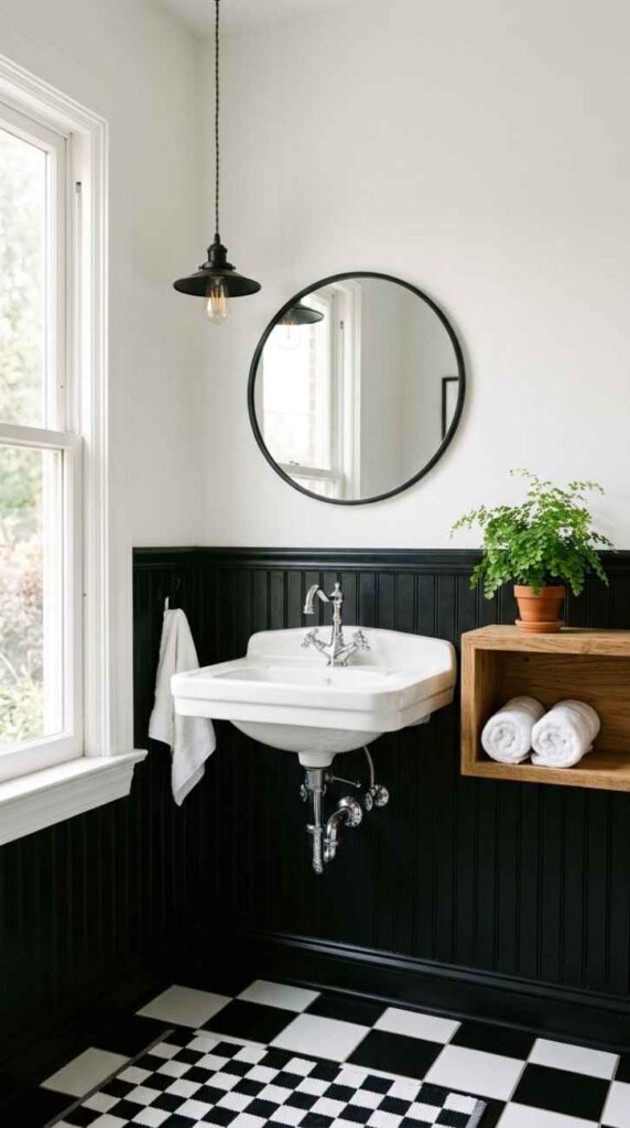 Small black white bathroom interior 202607201712
