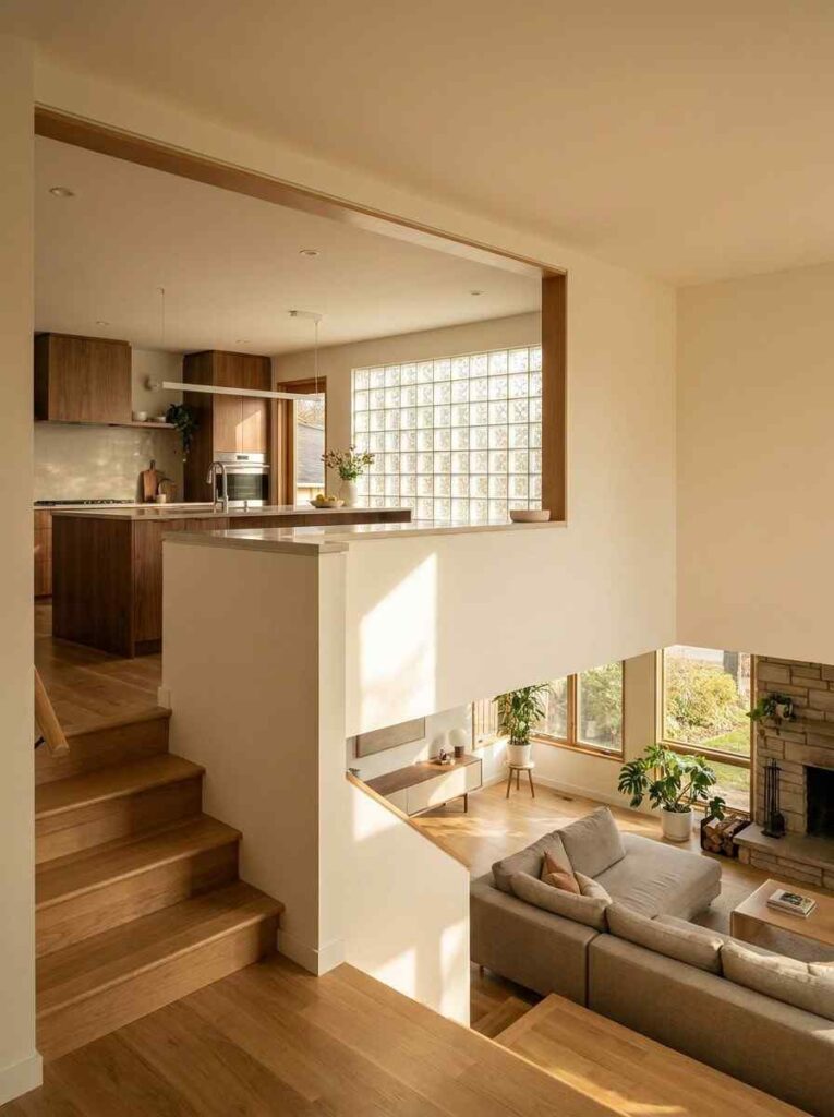 Split level home interior kitchen 202607041759