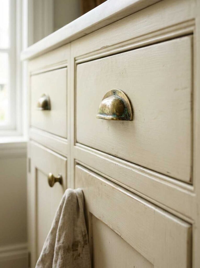 Vintage kitchen cabinetry brass 202607071158