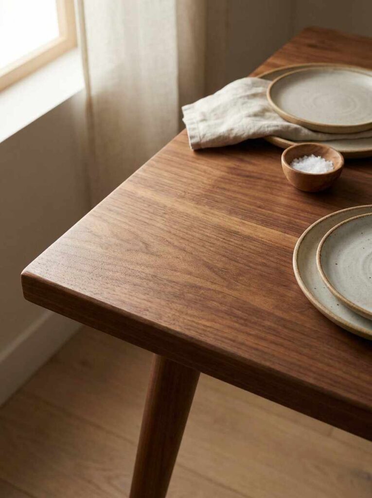 Walnut dining table wood grain 202607090057