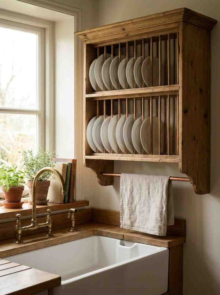 Wood plate rack farmhouse sink 202607071158