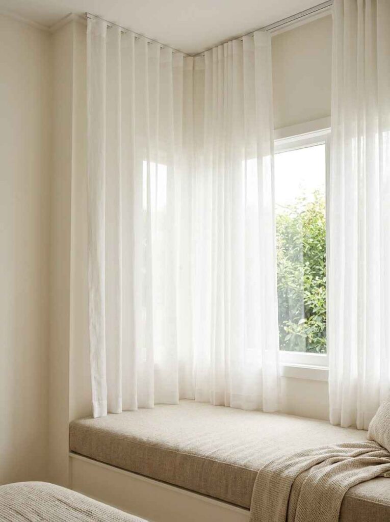 21 Small Bedroom Ideas 2026 Bedroom window with white curtains