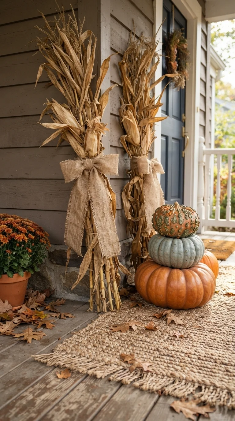 1. Layered Natural Textures with Dried Corn and Wheat