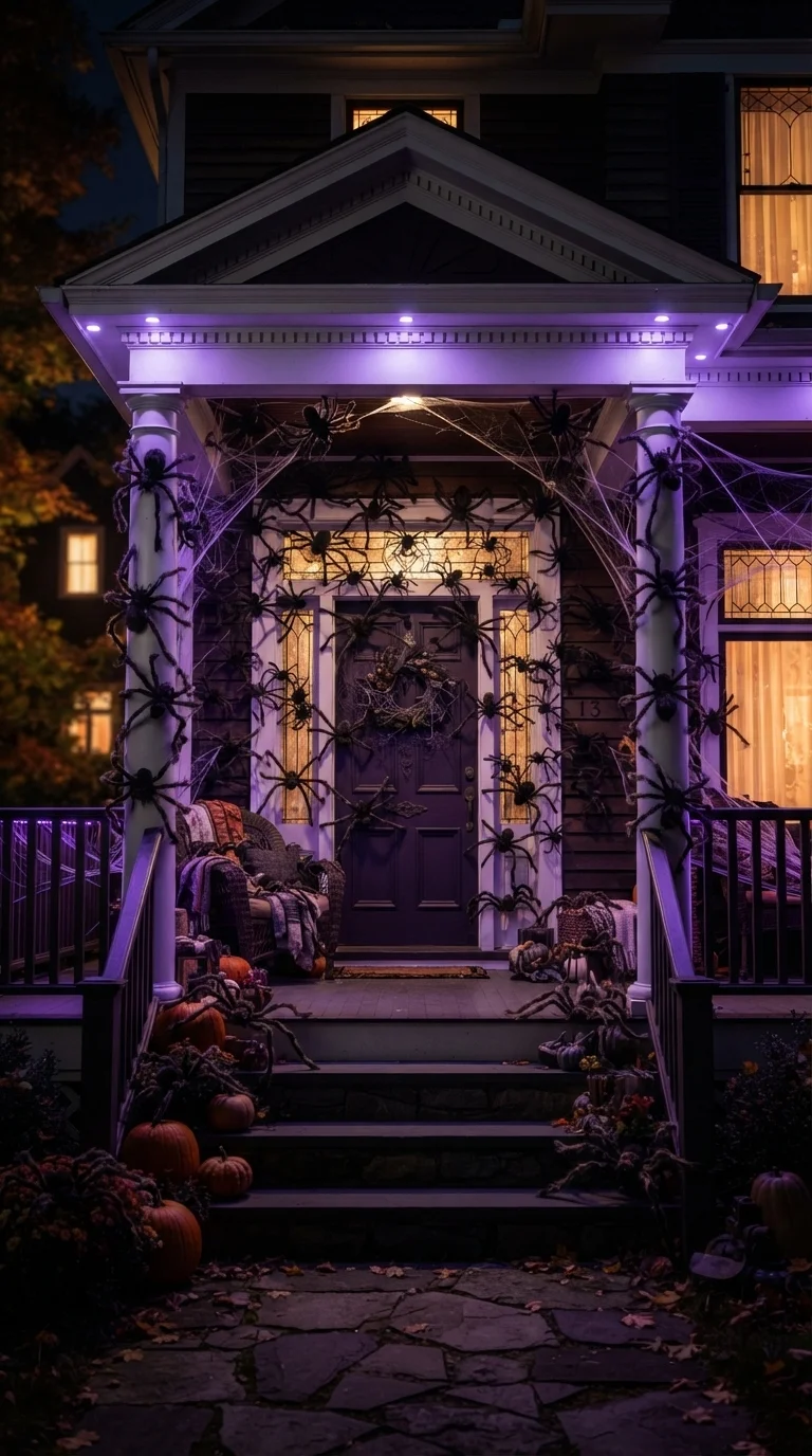 10 scary halloween porch decorations 2025 ideas 1. Oversized Arachnid Infestation