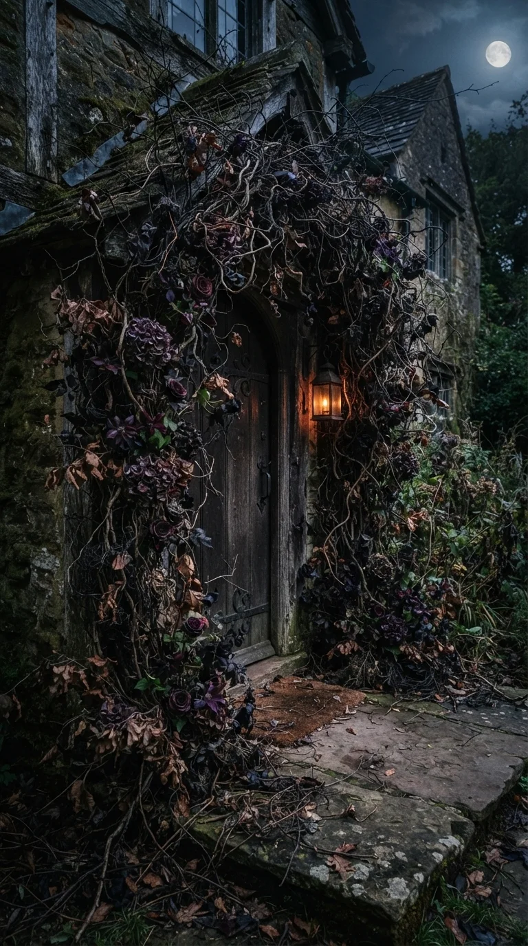 10 scary halloween porch decorations 2025 ideas 10. Dark Botanical Overgrowth