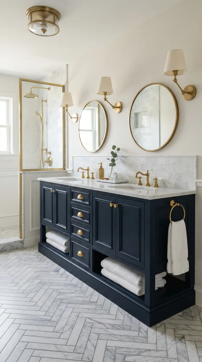 10. The Brass and Navy Contrast