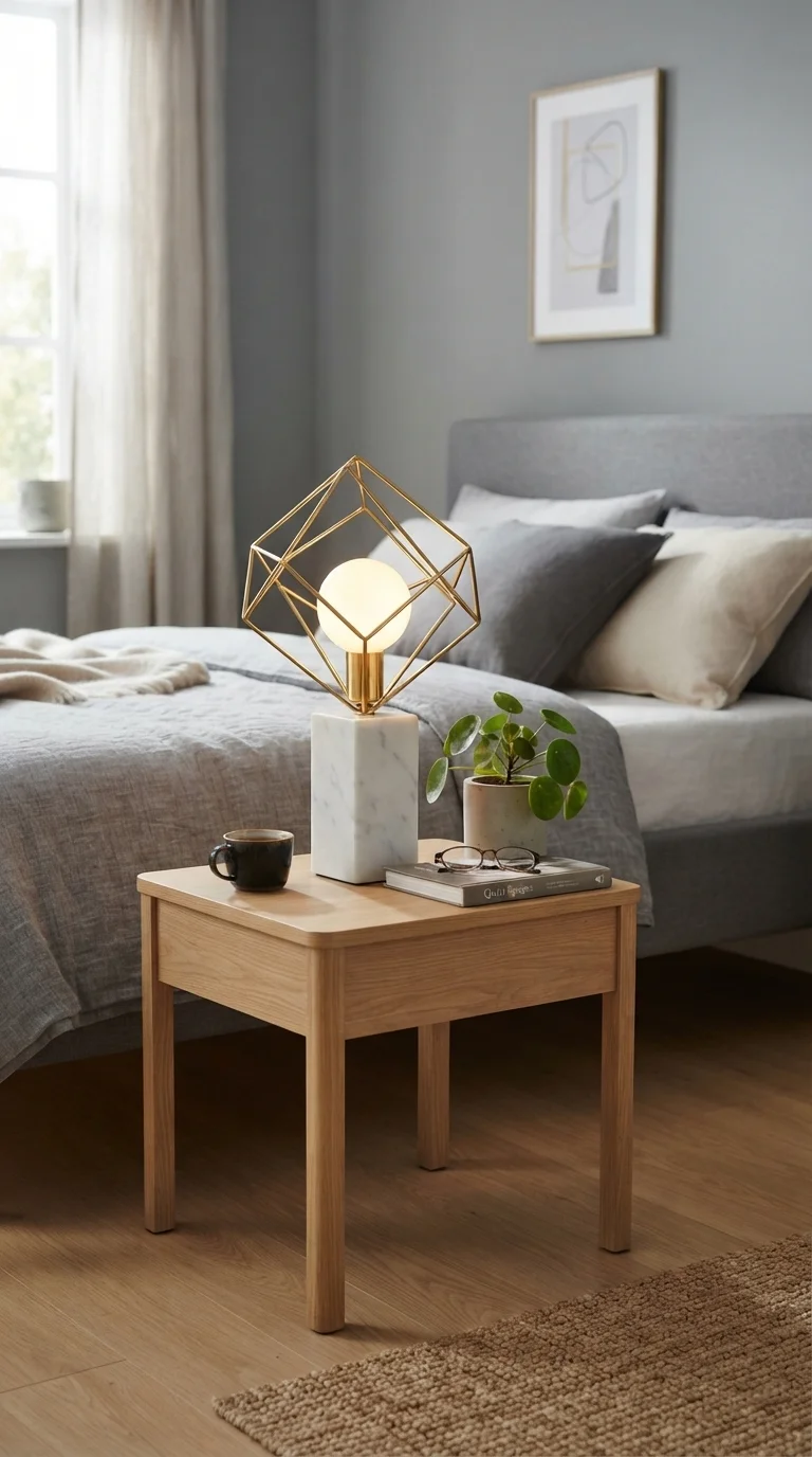 11. Geometric Marble and Metal Lamps