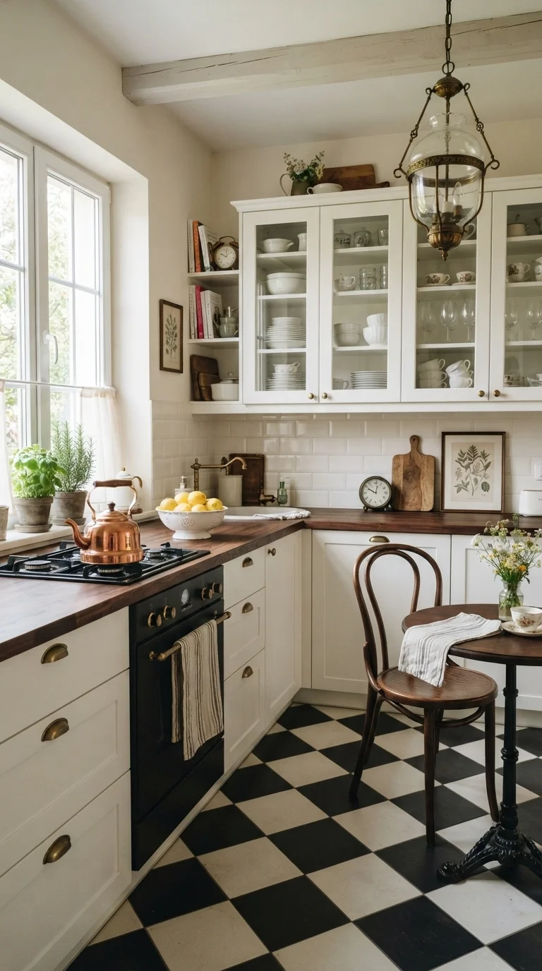 2. High-Contrast Checkerboard Flooring