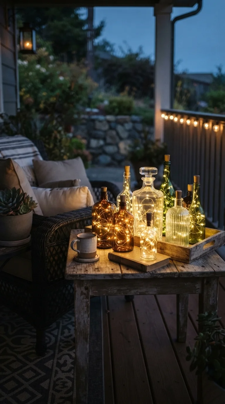 4. Ambient Lighting with Thrifted Glass Bottles
