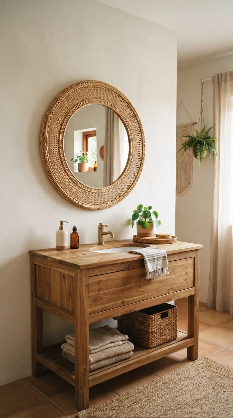 4. Woven Rattan Wall Mirrors