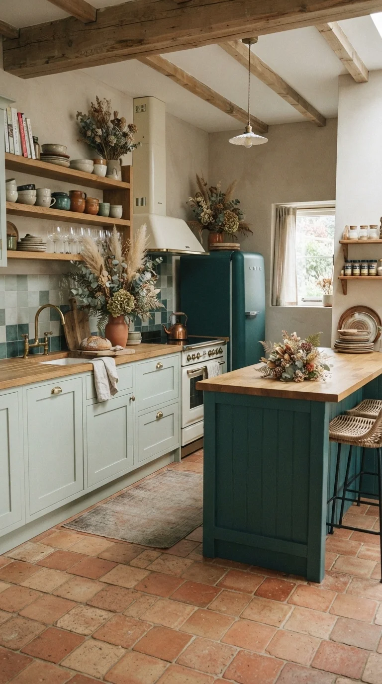 11 green kitchen ideas 2026 emerald teal 5. Earthy Sage and Teal Hybrid Palette
