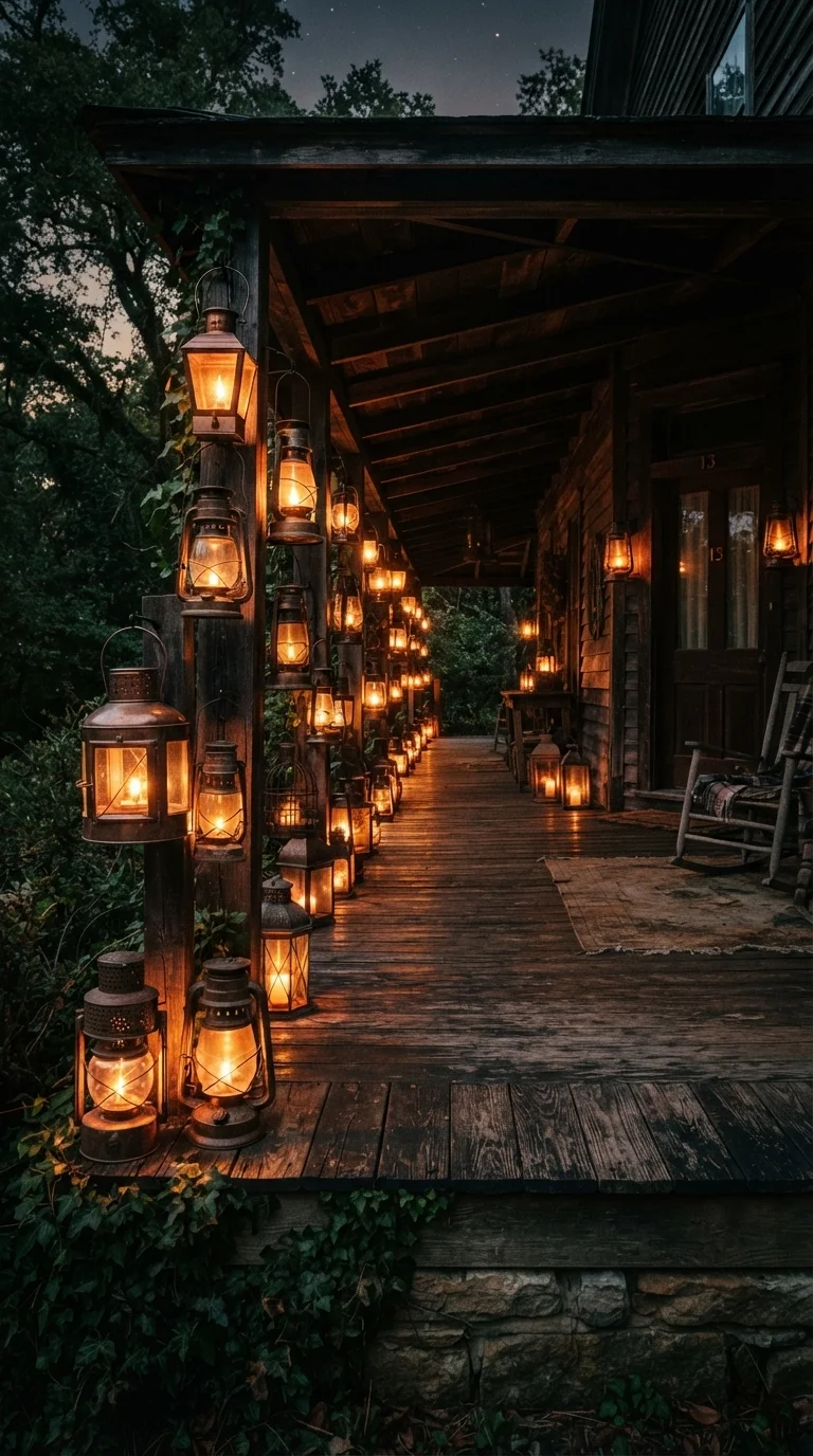 10 scary halloween porch decorations 2025 ideas 6. Flickering Lantern Corridor