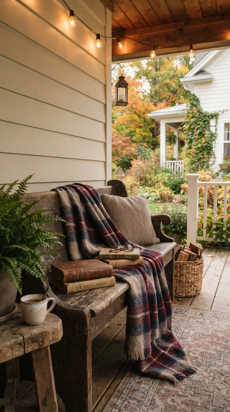 7. Cozy Reading Nook Porch Setup