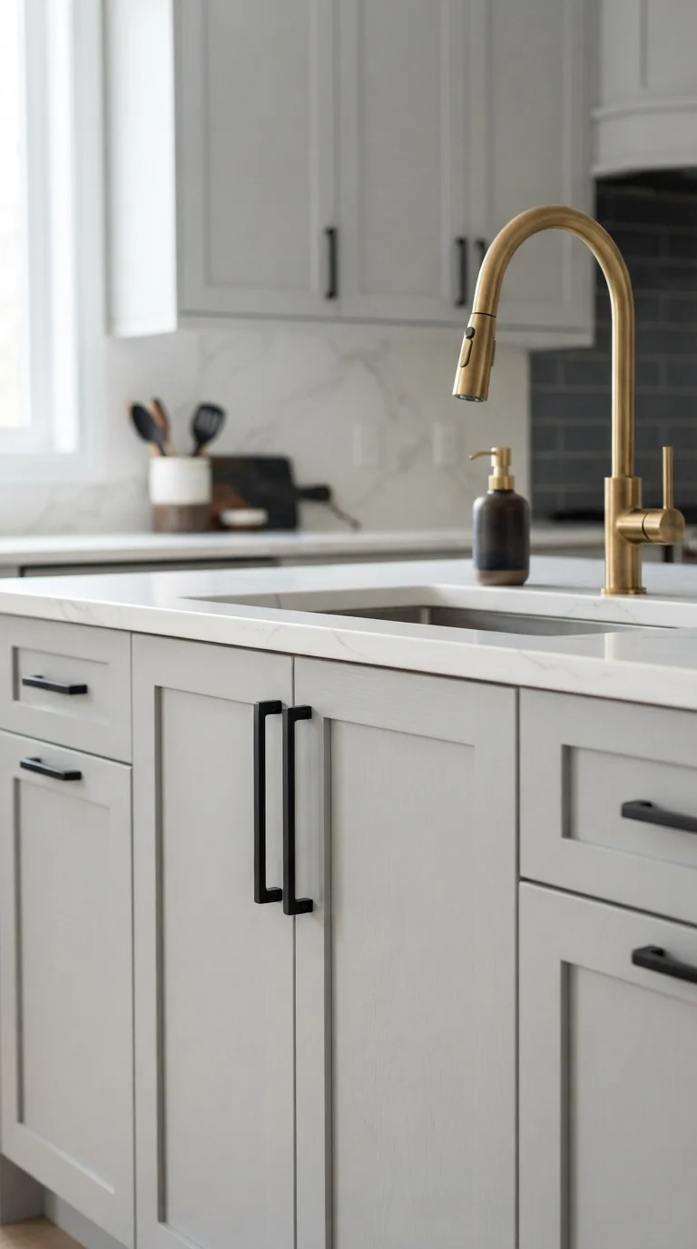7. Matte Black and Brushed Brass Accents