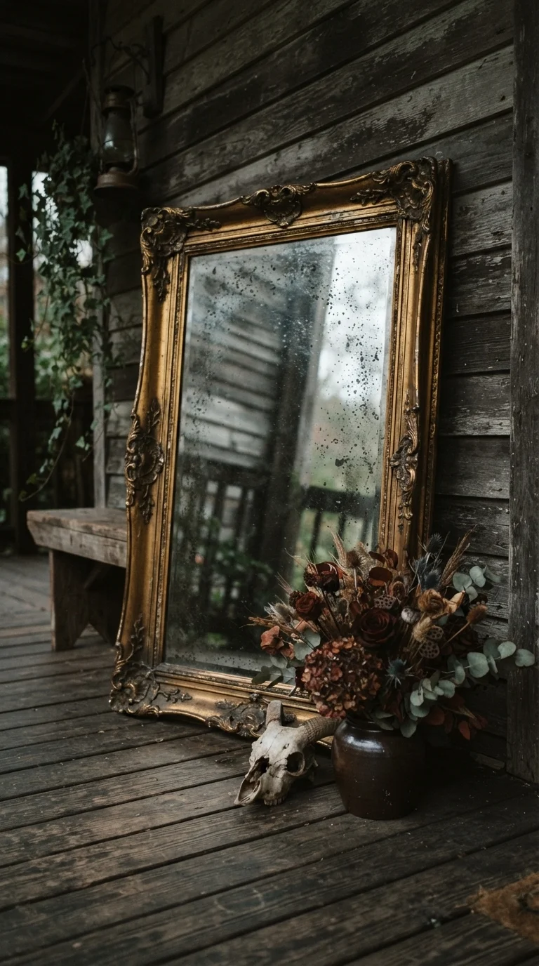 10 scary halloween porch decorations 2025 ideas 7. The Haunted Mirror Entryway