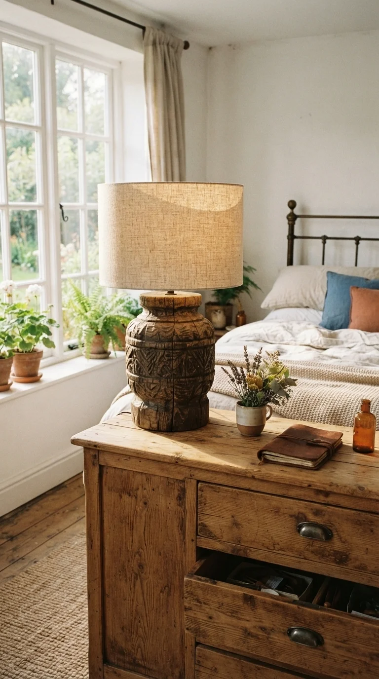 8. Hand-Carved Wooden Base Lamps
