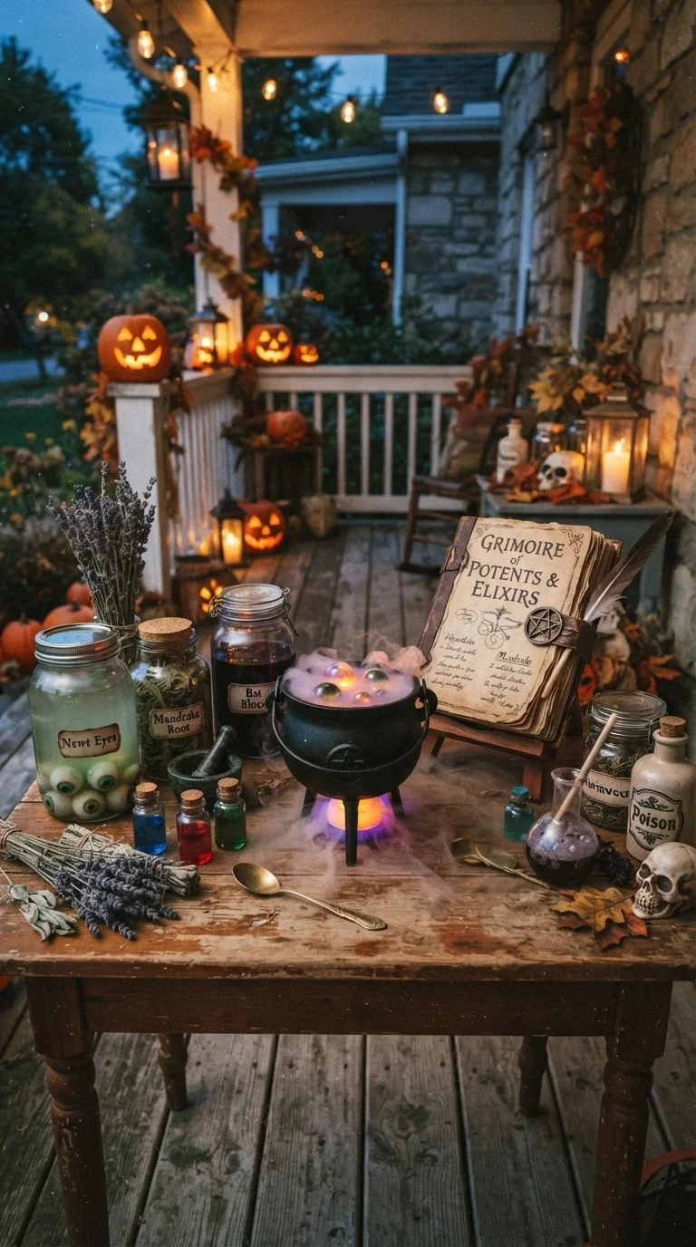 10 scary halloween porch decorations 2025 ideas 8. Witchy Apothecary Corner