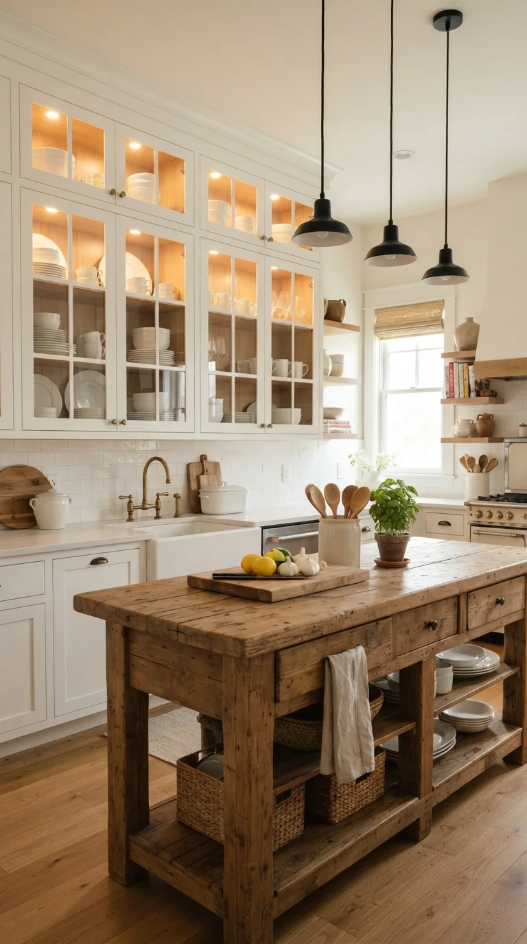 9. Glass-Front Upper Cabinets