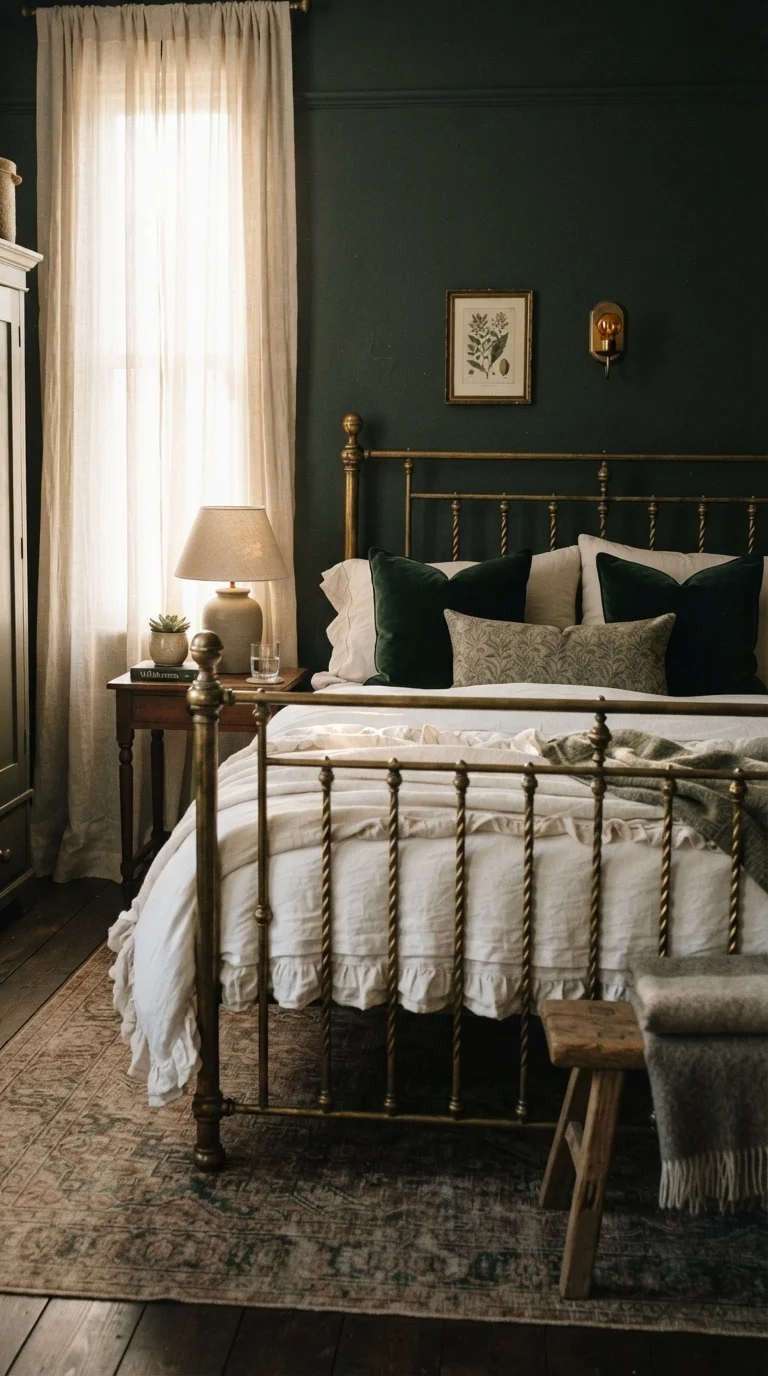 1. Antique Brass Bed Frames as Architectural Anchors