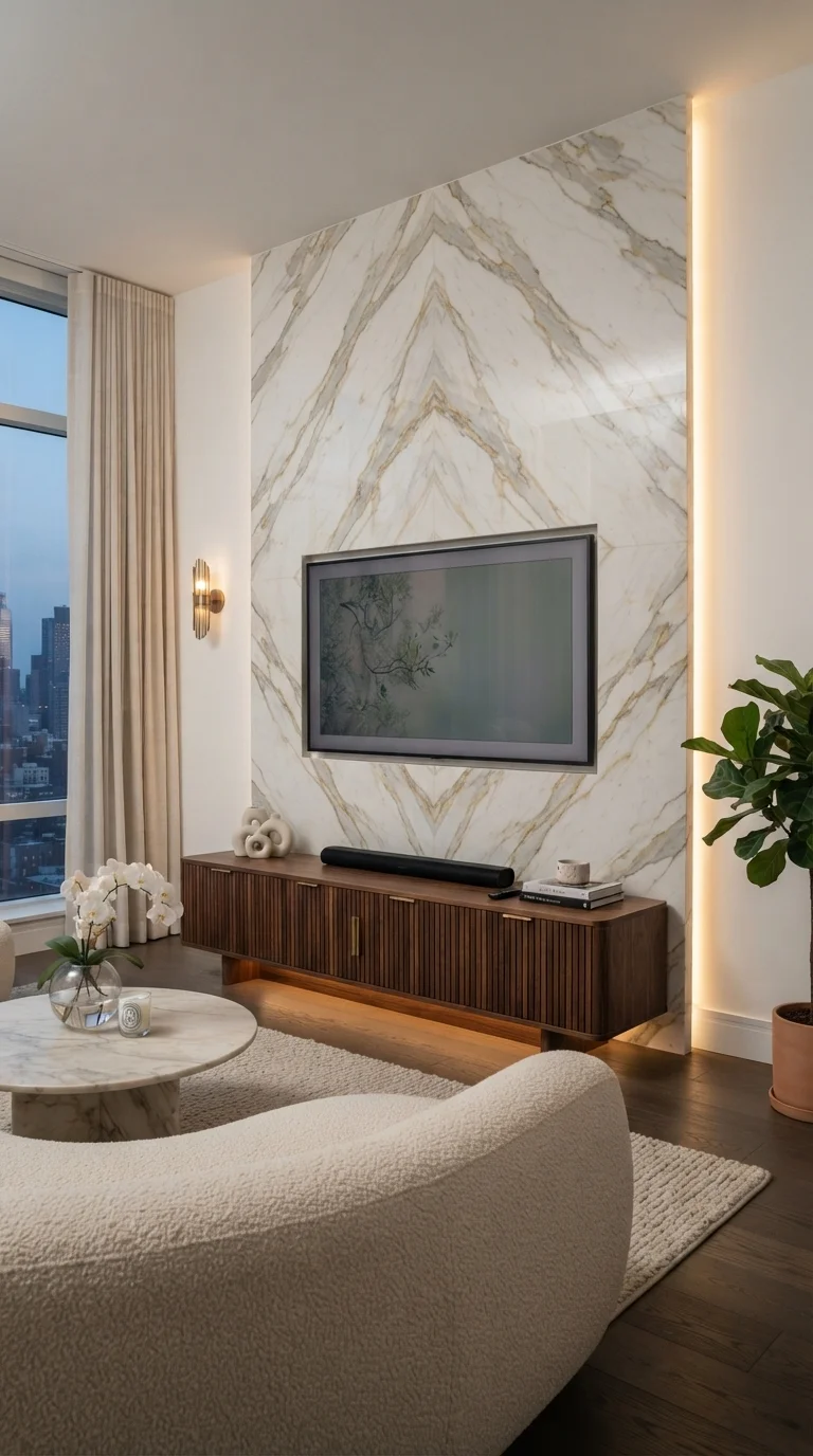 1. Book-Matched Marble Statement Walls