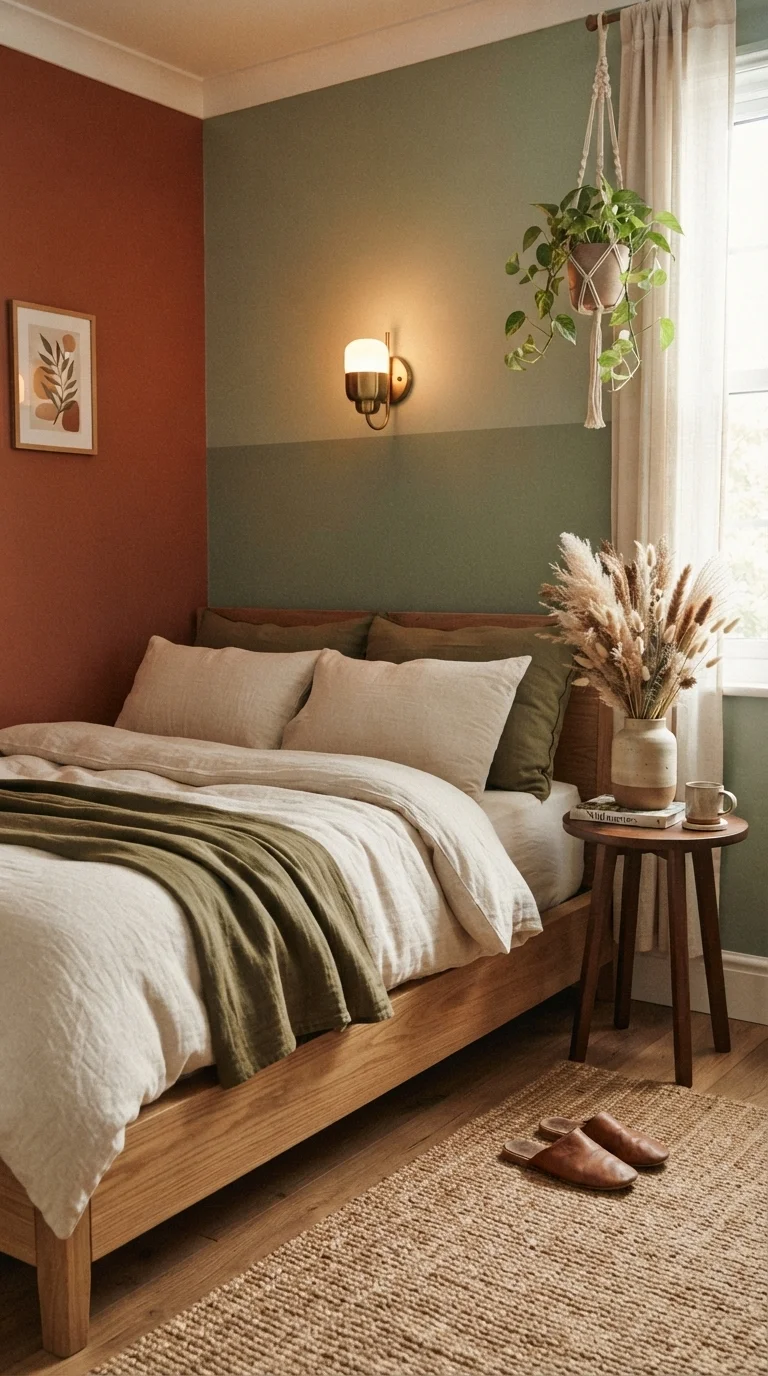1. Earthy Terracotta and Sage Green Color Blocking