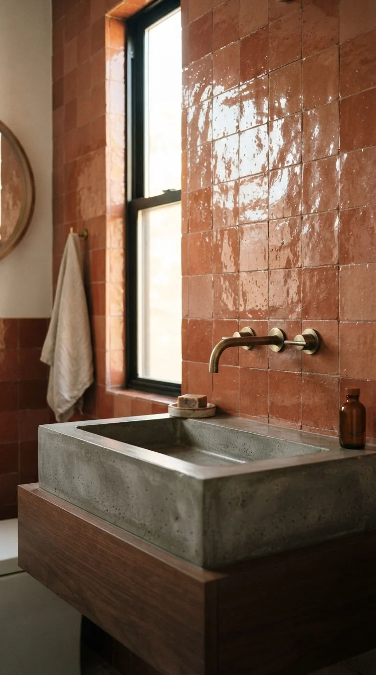 1. Earthy Zellige Tile Feature Walls