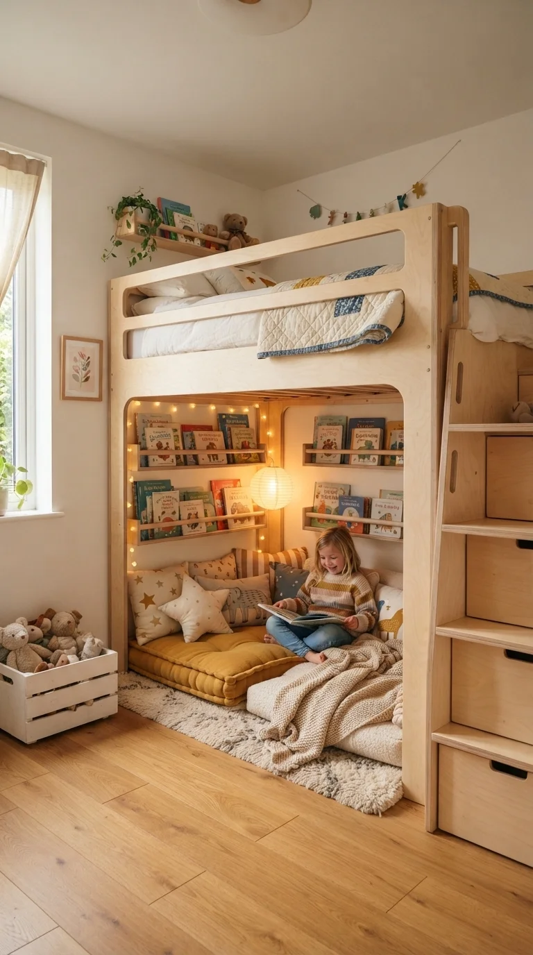 1. Floating Loft Beds for Vertical Floor Space