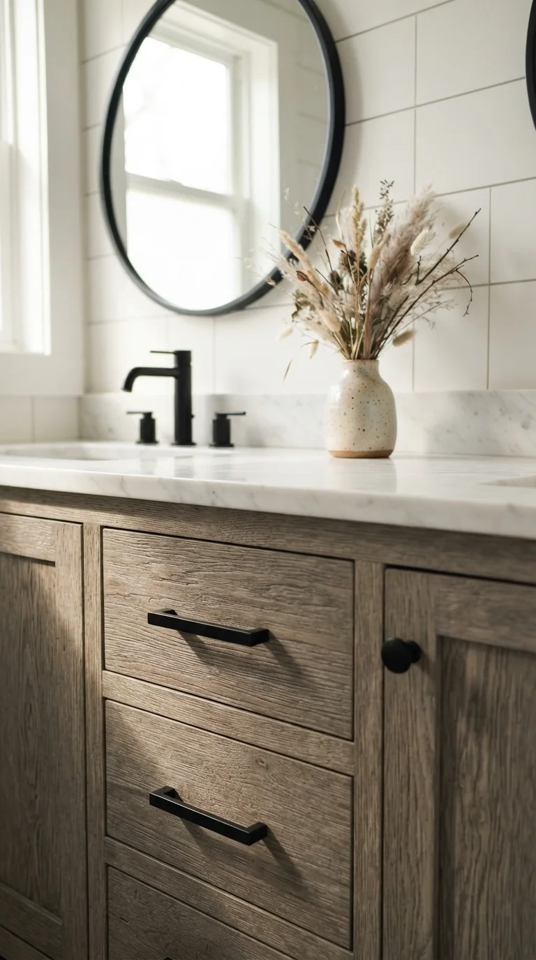 1. Introduce Weathered Oak Vanities for Organic Warmth
