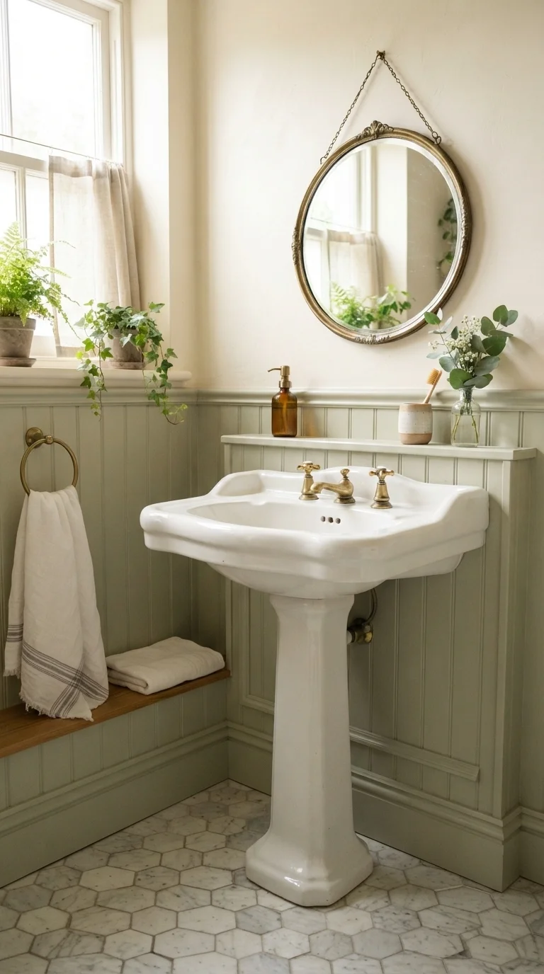 1. Introduce a Pedestal Sink with Heritage Flair