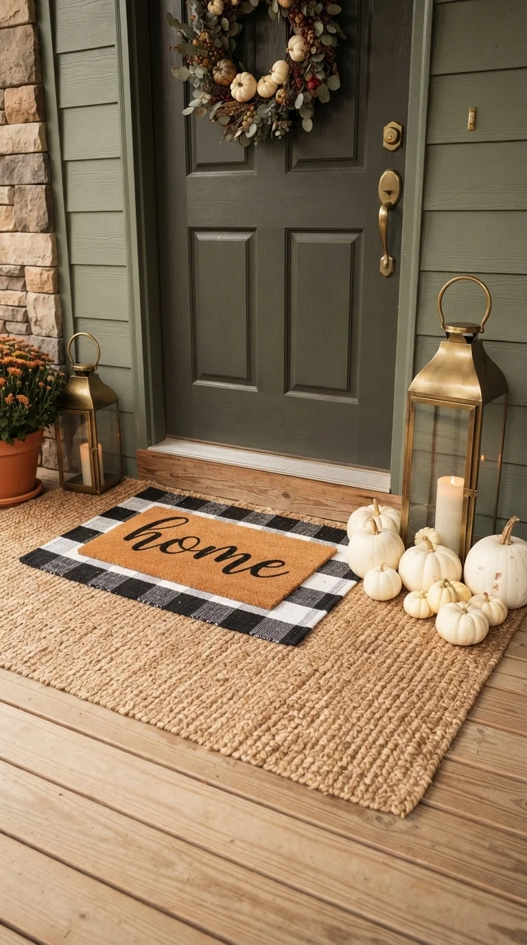 1. Layered Door Mats for Seasonal Texture