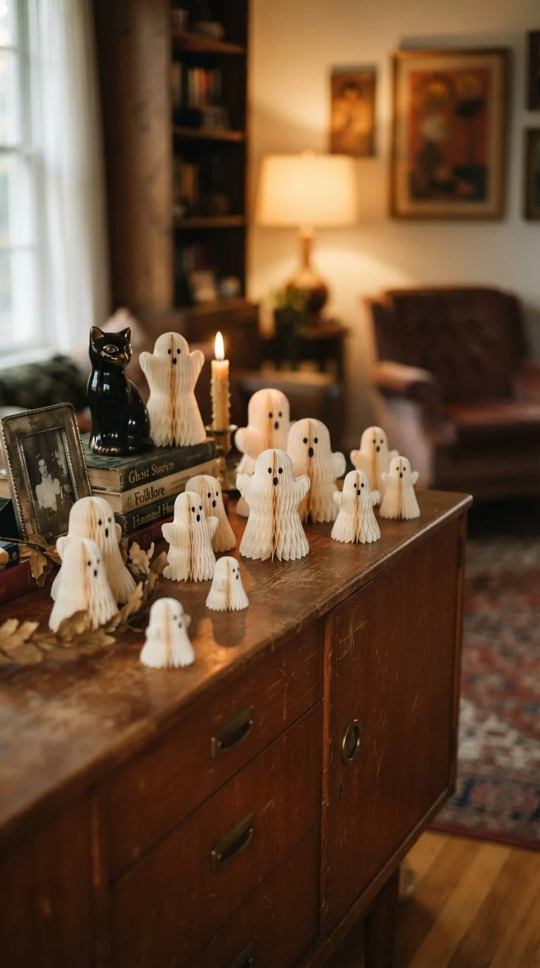 1. Paper Honeycomb Ghosts and Pumpkins