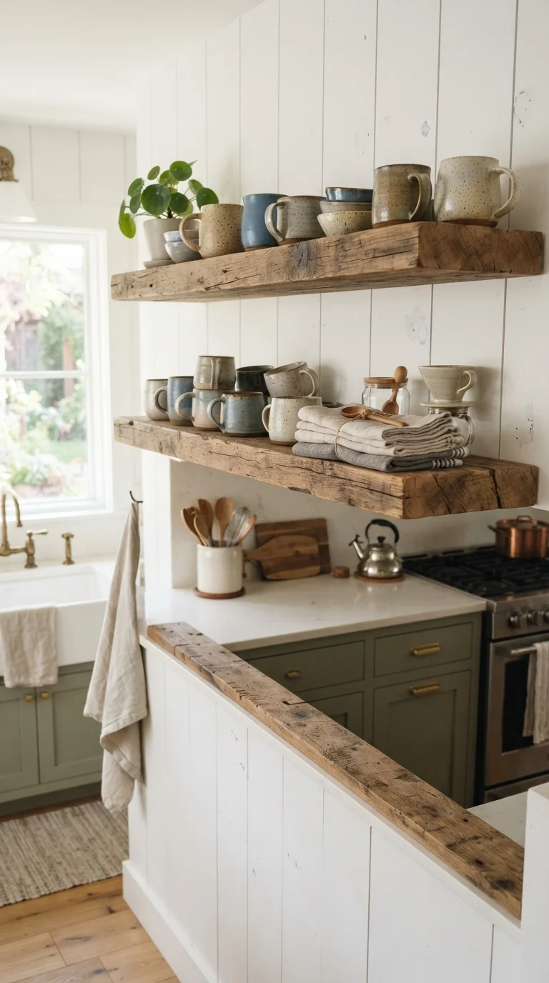 1. Reclaimed Timber Floating Shelves