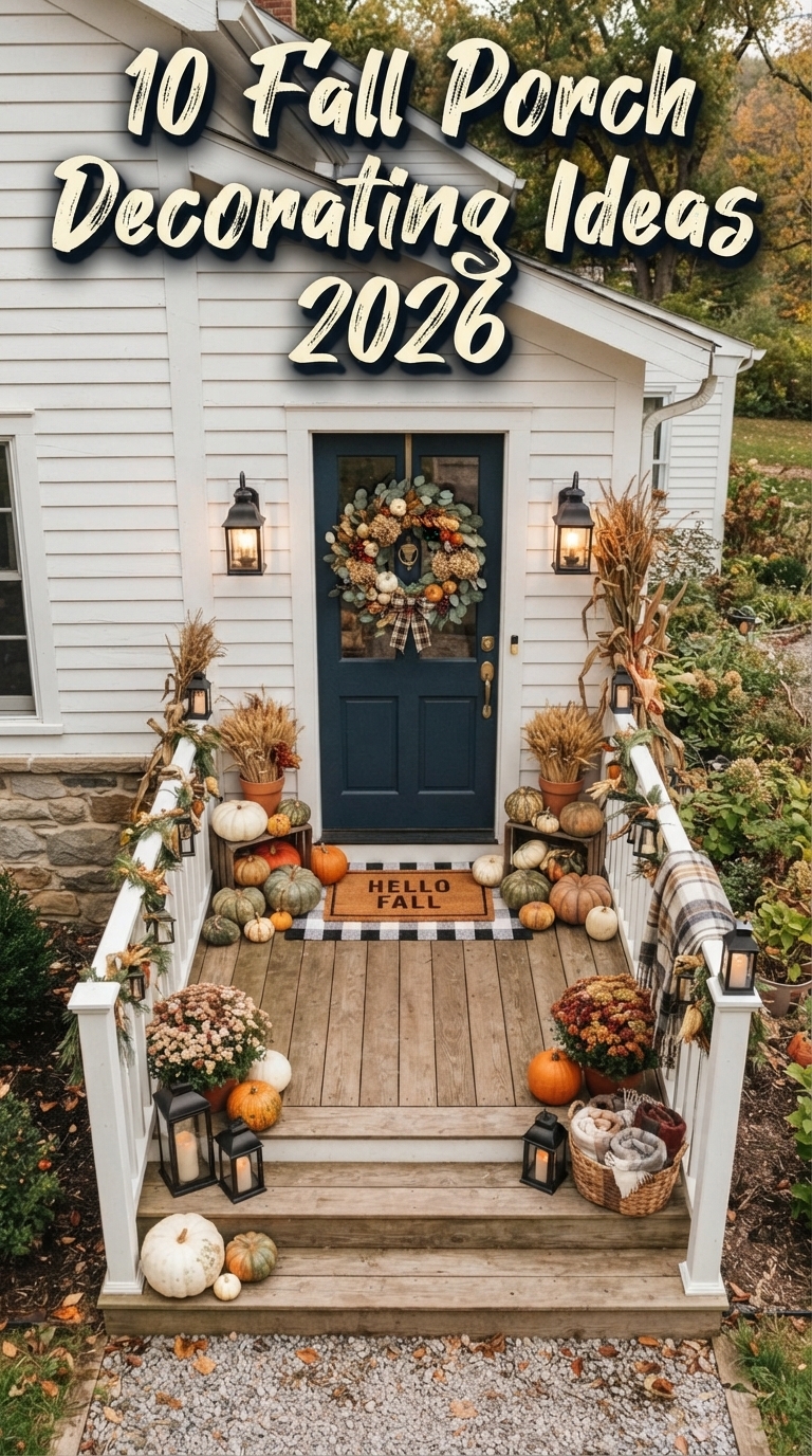 10 Fall Porch Decorating Ideas 2026 with Pumpkins Wreaths Rustic Decor