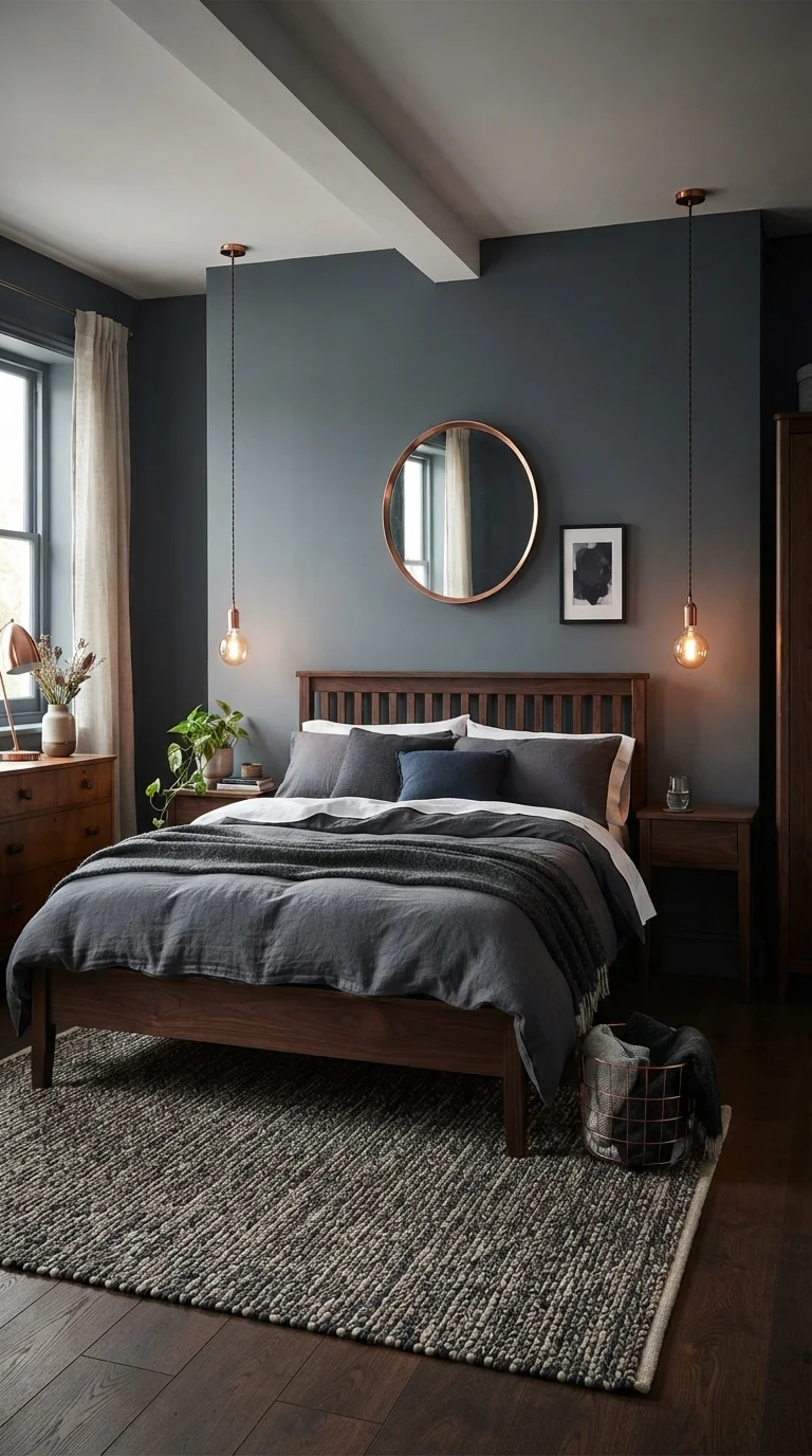 11. Deep Slate and Copper Accents