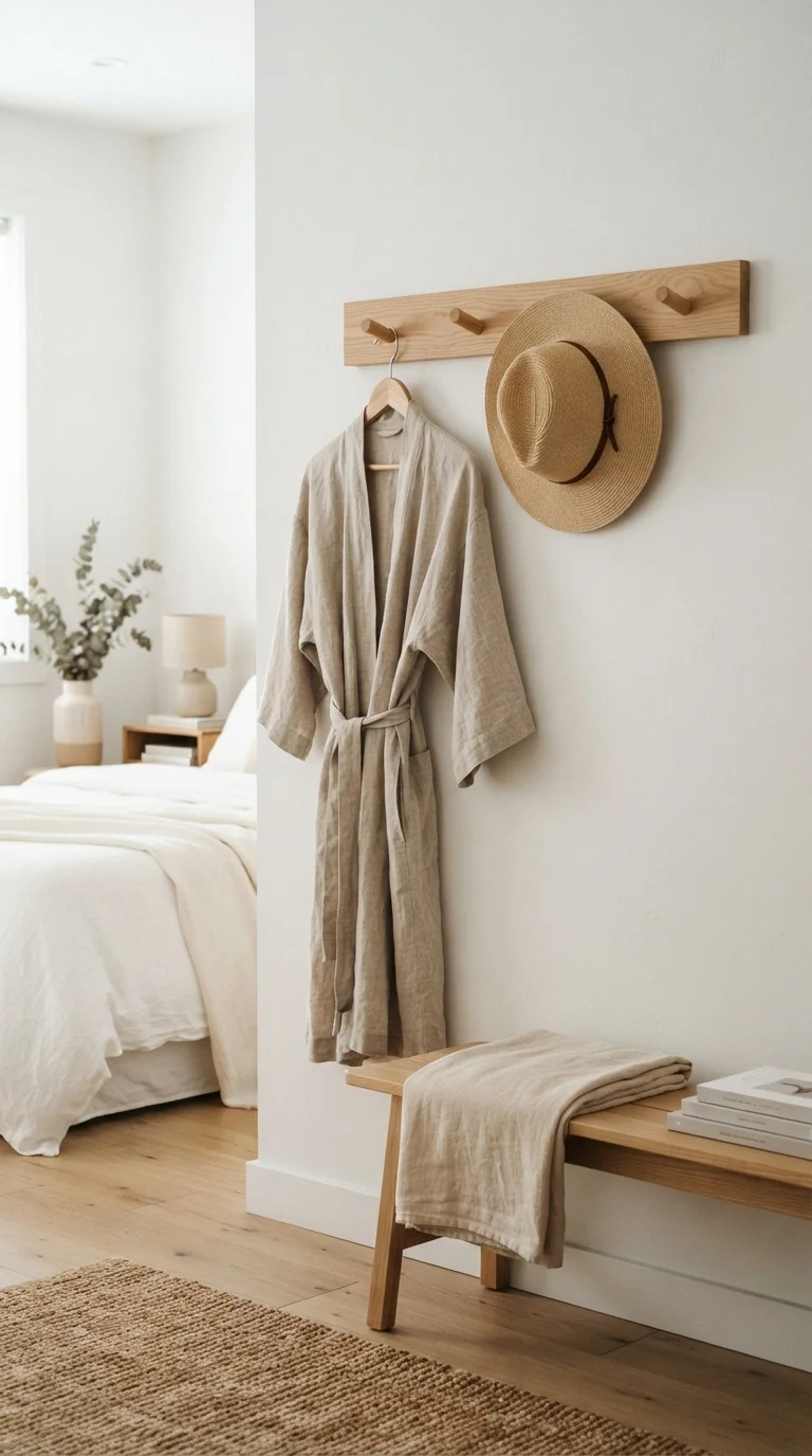 12 Summer Bedroom Decor Ideas 2026 Cozy Bedroom Inspo 11. Focus on Minimalist Wall Hooks