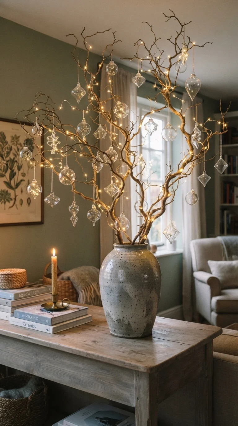 11 Cute Halloween Decor Ideas 2026 Decoration DIY 11. Glowing Twig Tree Centerpieces