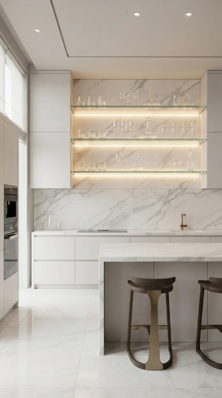 11. Minimalist Glass Floating Shelves