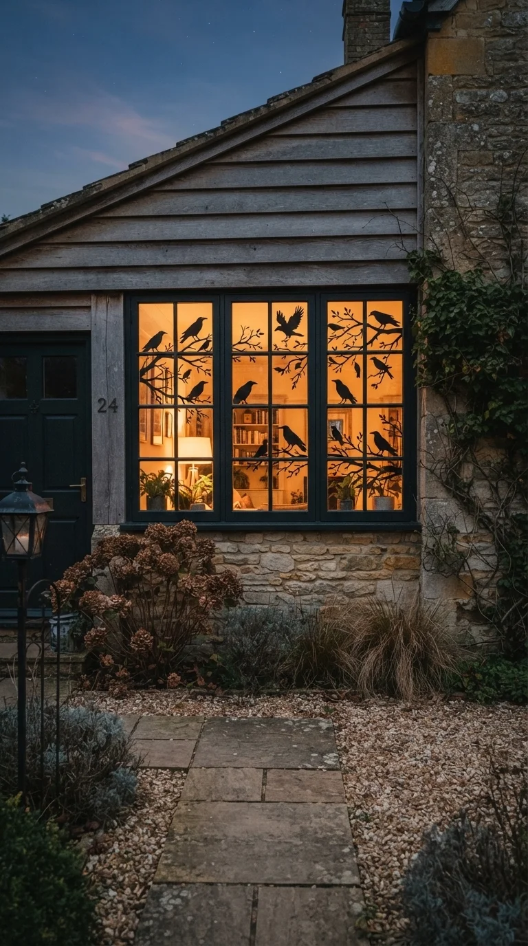 11 Outside Halloween Decorations Ideas 2026 Yard Decor 11. Silhouette Window Clings and Projections