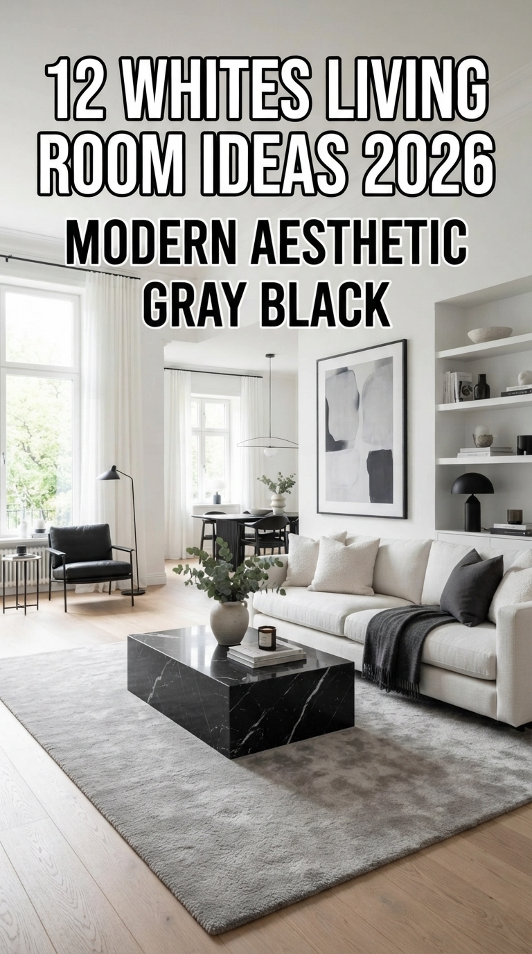 12 Whites Living Room Ideas 2026 Modern Aesthetic Gray Black