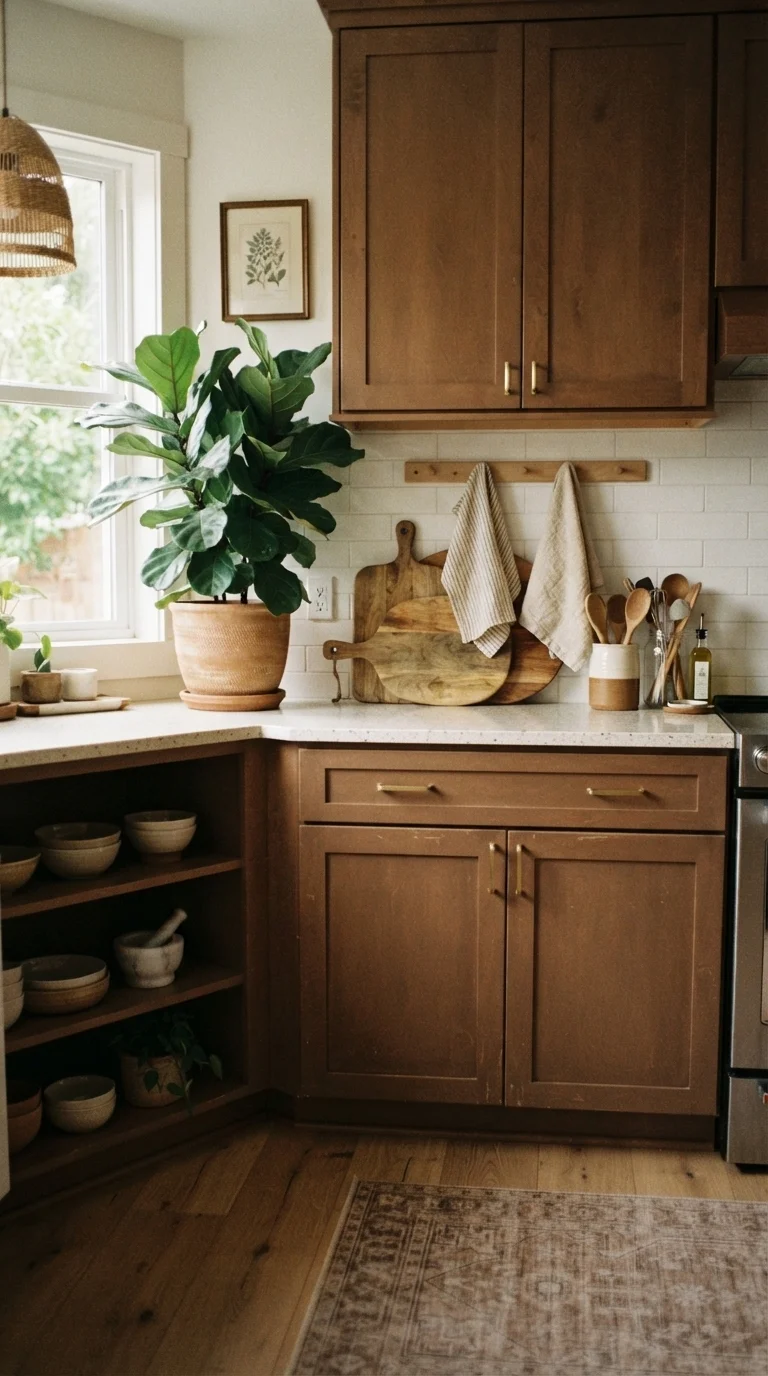 12. Earthy Brown Textures and Greenery