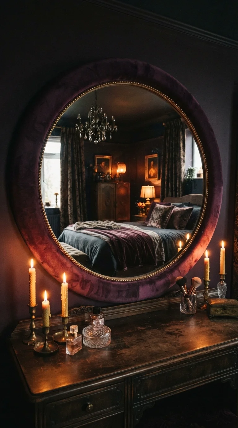 12. Velvet-Wrapped Mirrors for Drama