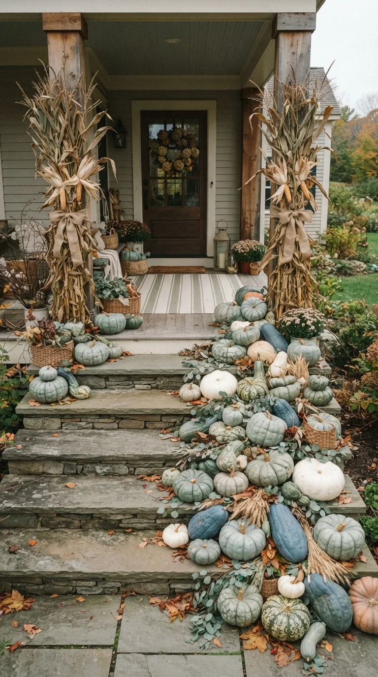 2. Heirloom Pumpkin Displays in Muted Tones