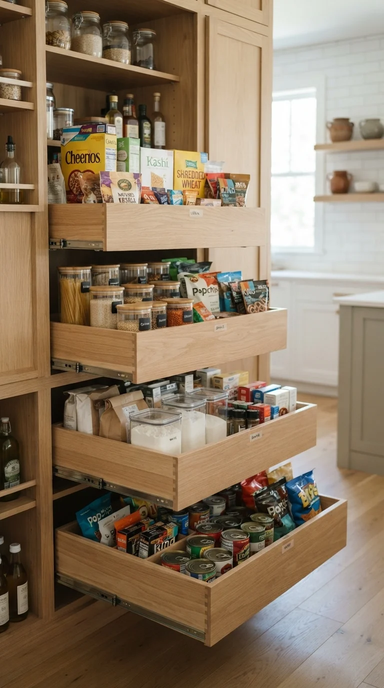 2. Incorporate Pull-Out Drawers for Deep Storage