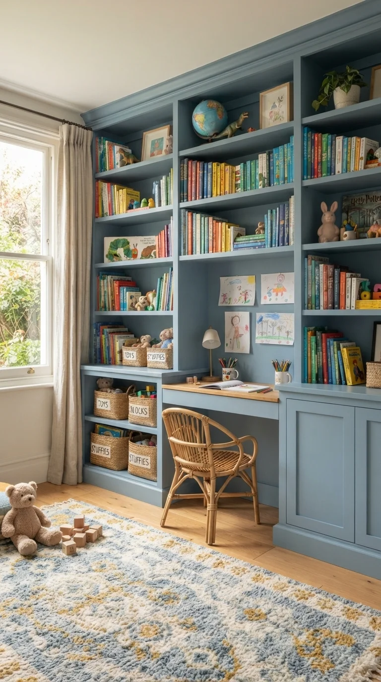 2. Integrated Wall-to-Wall Bookshelves