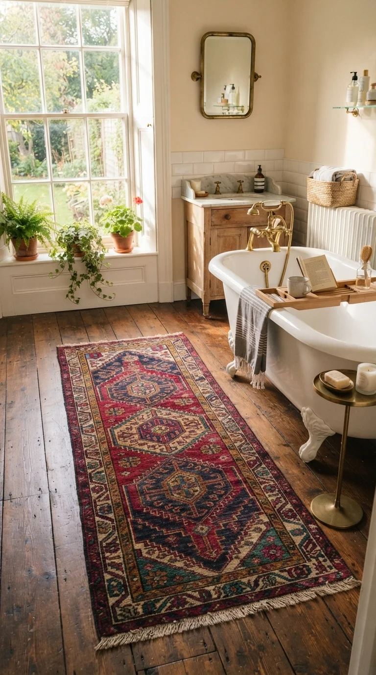 2. Layer Warmth with Antique Persian Rugs